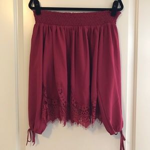 Red Off The Shoulder Lace Top